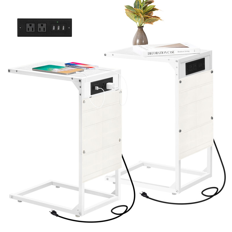 Table de bout Keyairah, Blanc, Blanc