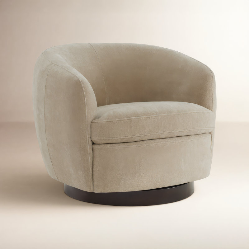 Fauteuil demi-tonneau pivotant rembourré Marcy, Capri Wicker Chenille/Black