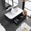 36 po W Meuble-lavabo mural simple noir avec lavabo blanc