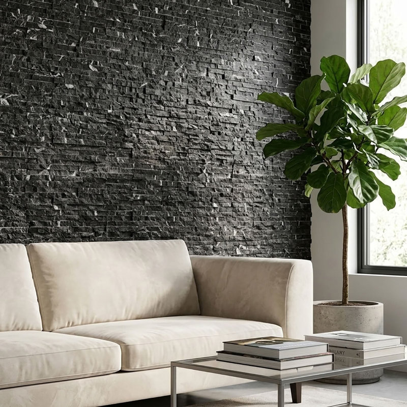 Nero Marquina Splitface Prague Marble Mosaic