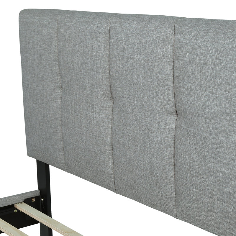 Dajai Upholstered Unfinished Platform Bed, Queen, Light Gray