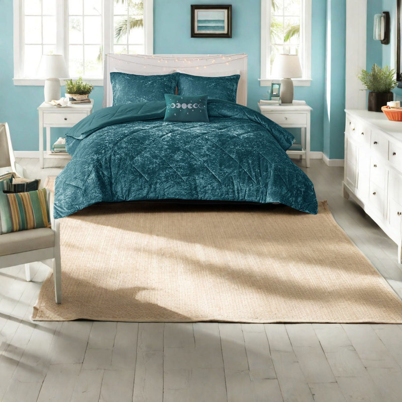 Ensembles de literie luxueux en velours bleu sarcelle, édredon hypoallergénique pour la maison