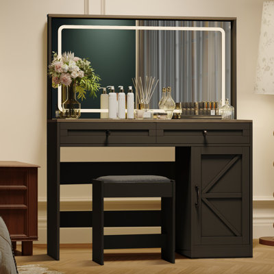 Meuble-lavabo avec tiroirs et miroir avec lumières à DEL Celida