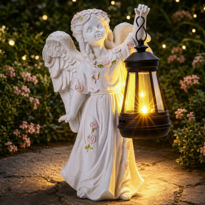 Solar Angel Outdoor Garden Decor Statues – 9.06 inches Outdoor Sculptures with Solar Light, for Outside Yard Art Patio Balcony Front Lawn Ornaments Gifts for Mom Grandma Women