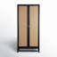 Royette 78-Inchtall Exotic Wood And Rattan 2-Door Cabinet In Black