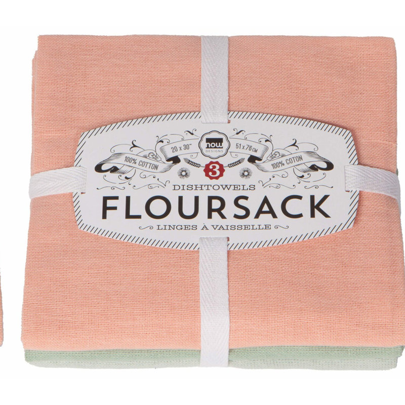 EcoDry Cotton Kitchen Towels Set - Quick Dry, 3 Pack, Dawn/Eucalyptus/Mist, 20x30 inches