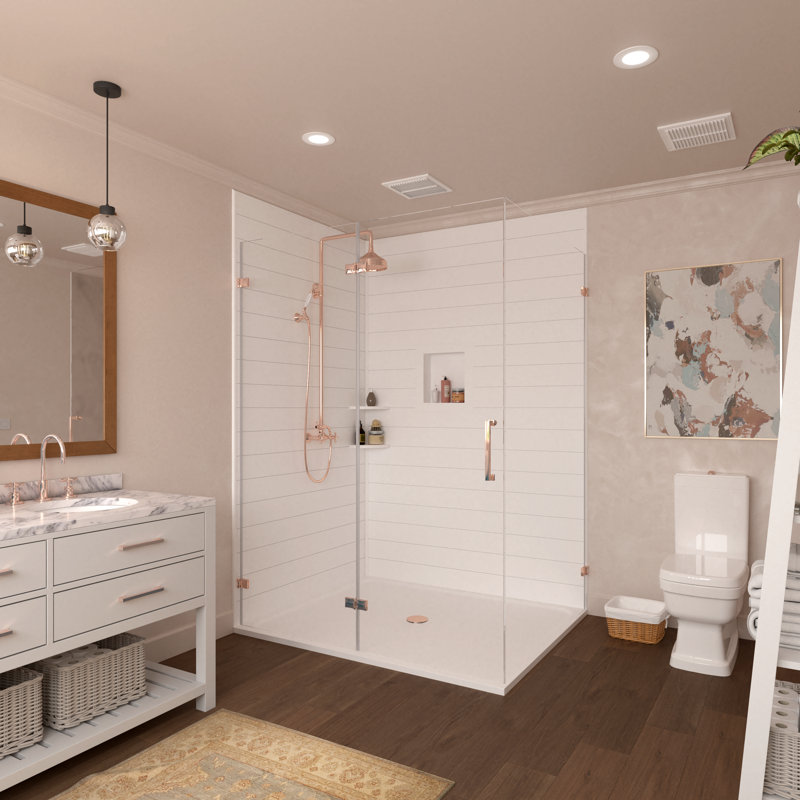 Bella CORE 2 Wall Shiplap Tub and Shower Surround Kit up to 36D x 72W x 72H, White