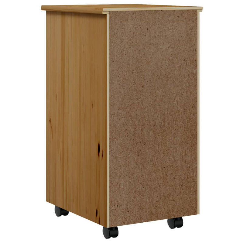 Jennasis vidaXL MOSS 4-Drawer Chest with Wheels, Solid Pinewood, 13.4"x15.4"x25.8", Honey Brown