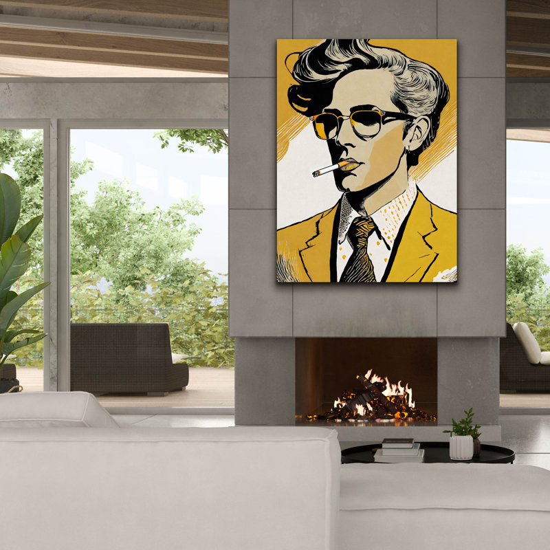 Art mural sur toile Winston Porter «Cigarette Man» par Andreas Magnusson, 26 po x 34 po, H 54 po x l 40 po x P 1,5 po