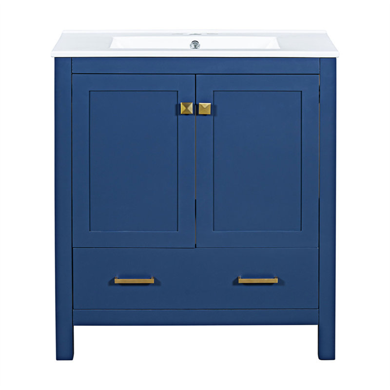 Meuble-lavabo moderne avec lavabo simple, Bleu