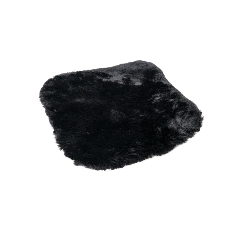 Tie Genuine Sheepskin Fur Car Seat Pad, Black