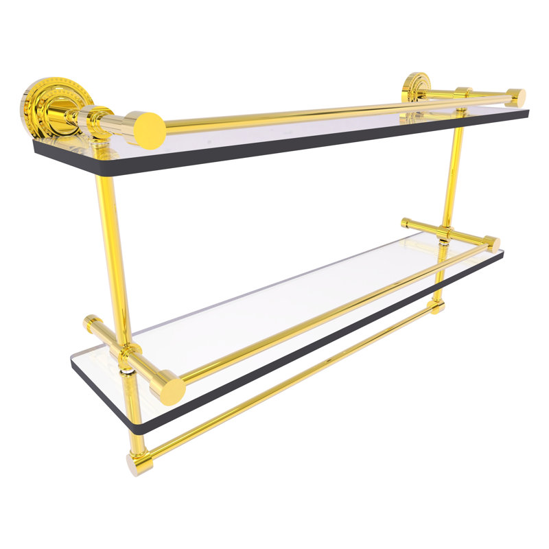 Marchmont 2 Piece Tiered Shelf with Towel Bar, Polished Brass, 12" H x 22" W x 5" D