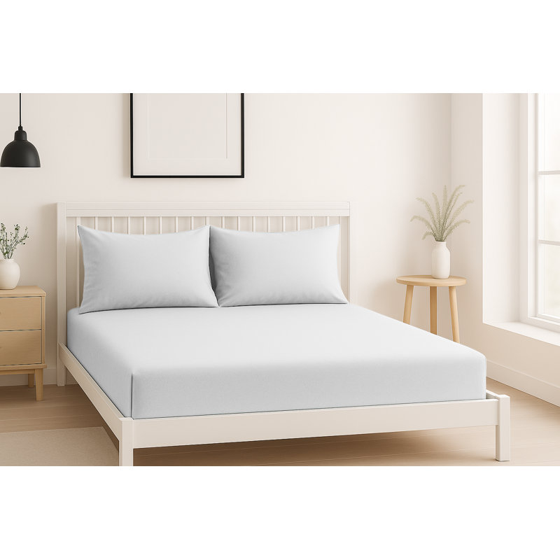 100% Cotton Machine Woven Fitted Sheet, Super King (6'), White
