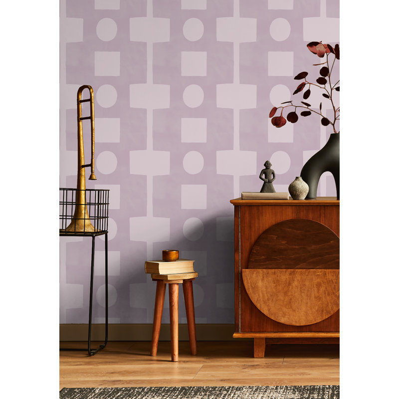 Paule Marrot Geometric Wallpaper Double Roll, Dusty Rose
