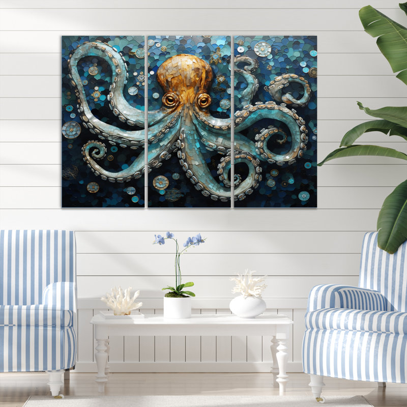 Portrait of Blue Mystical Octopus, reproduction d'art sur toile, H 40 po x l 60 po x P 1 po