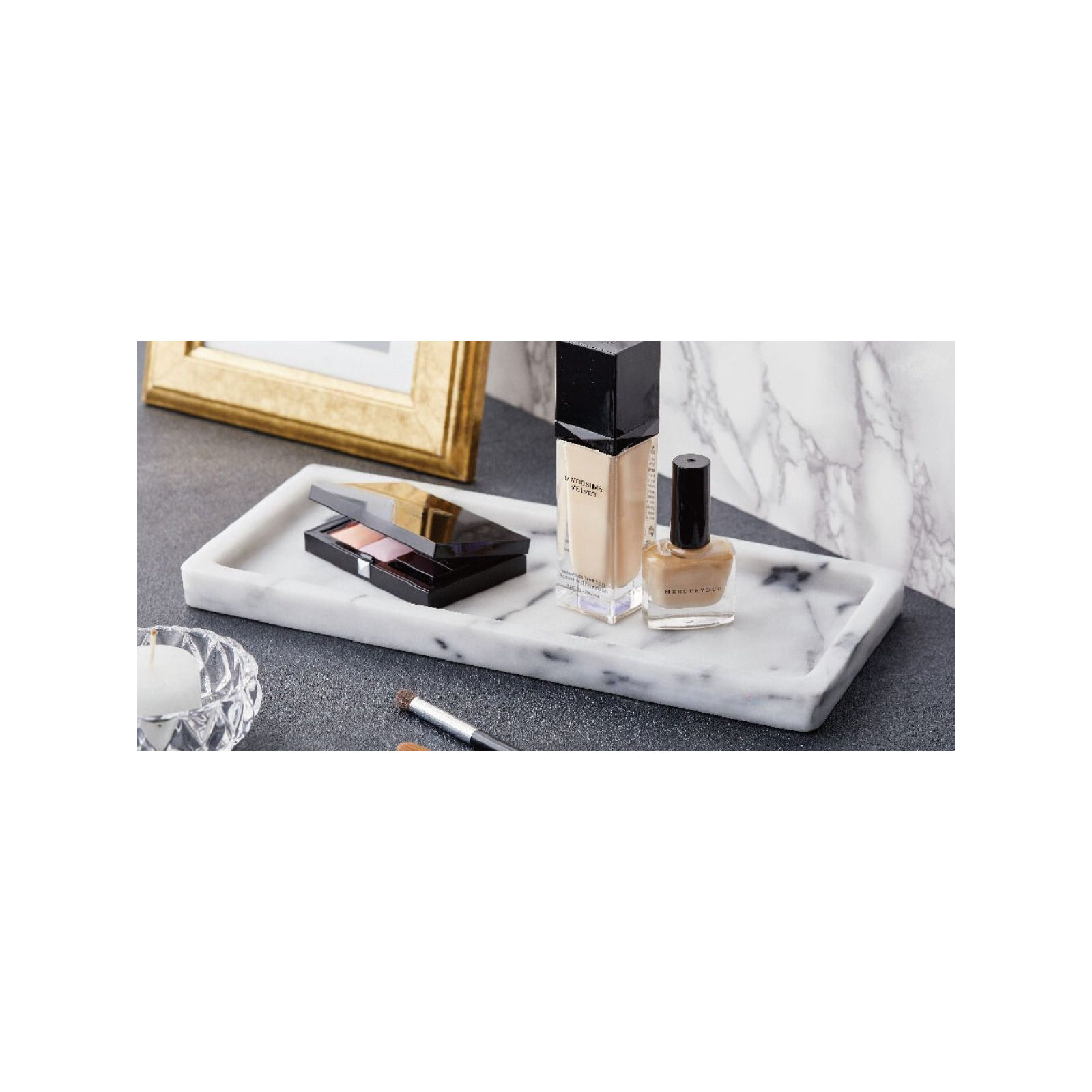 Artifacts Marble™ Rectagular Tray, White Matte