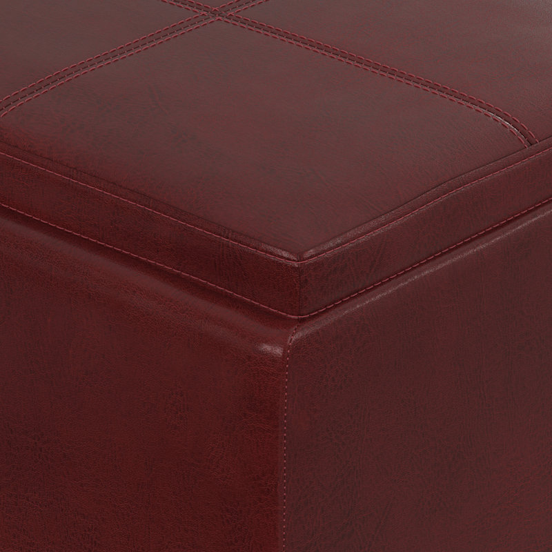 Repose-pieds de rangement rectangulaire avec rangement caché Avalon l 42 po Avalon, Similicuir rouge
