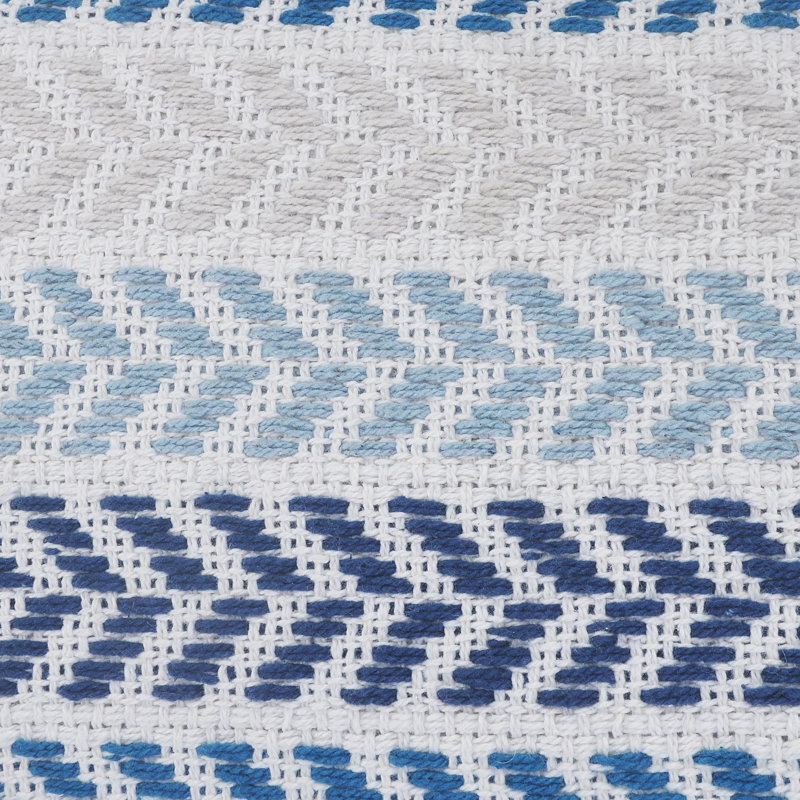 Hand-Woven Chevron Cotton Throw Pillow Set, Polyester/Polyfill, Blue