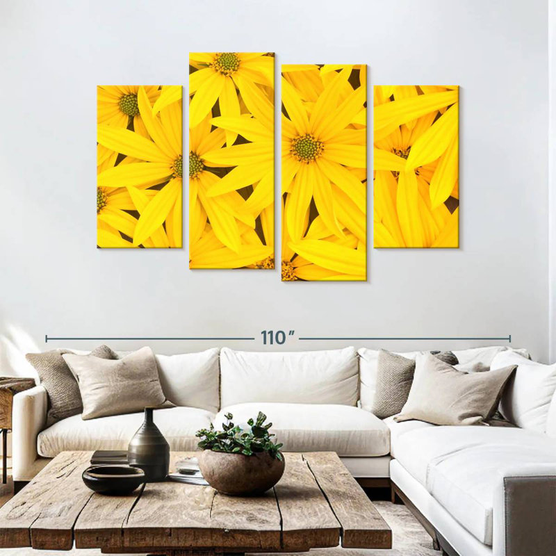 Harnek Bright Yellow Flowers, 54" H x 84" W