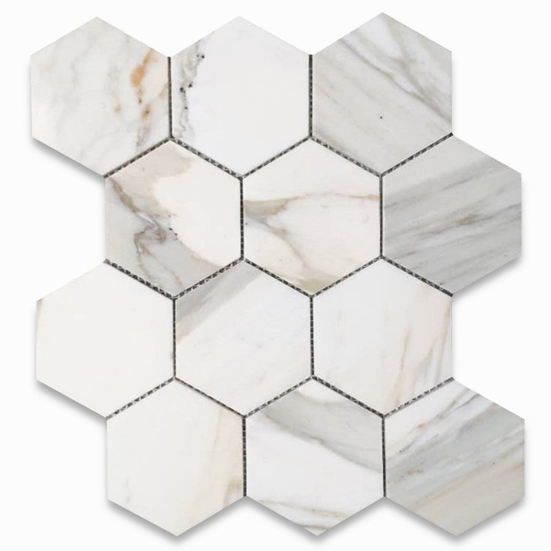 Calacatta 12" x 11" Marble Mosaic Tile, LIght Gray