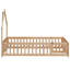 Lit simple au sol avec tête de lit en forme de maison et clôture de garde-corps - Structure en pin-1359313040