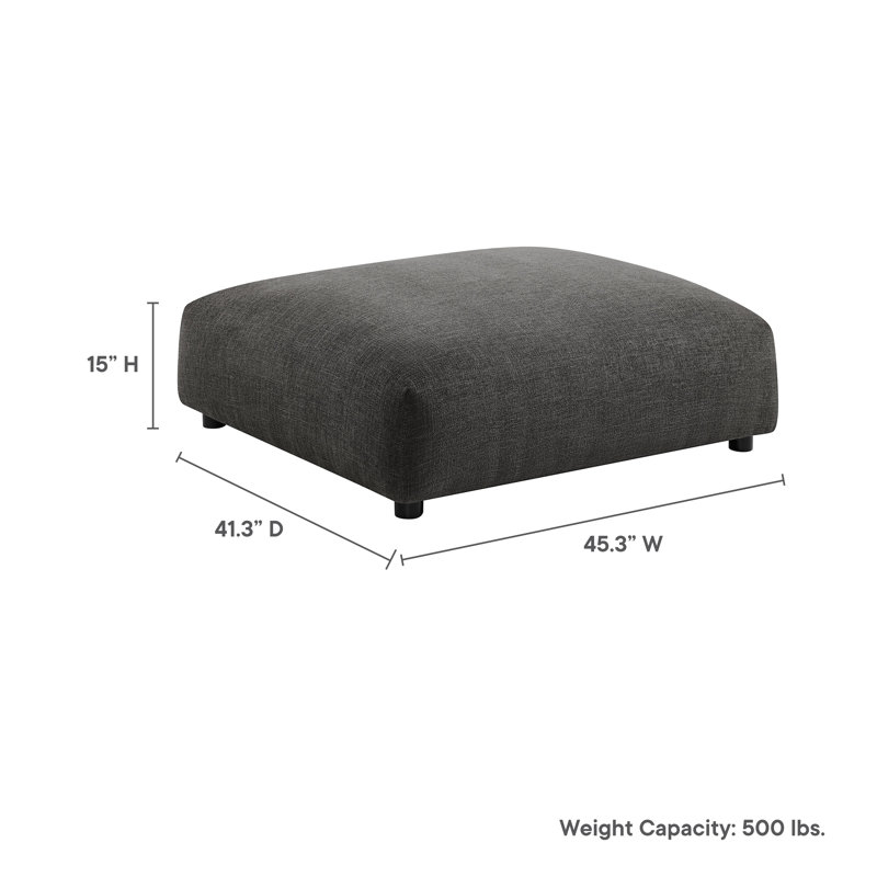 Charcoal Gray Upholstered Fabric Modular Ottoman