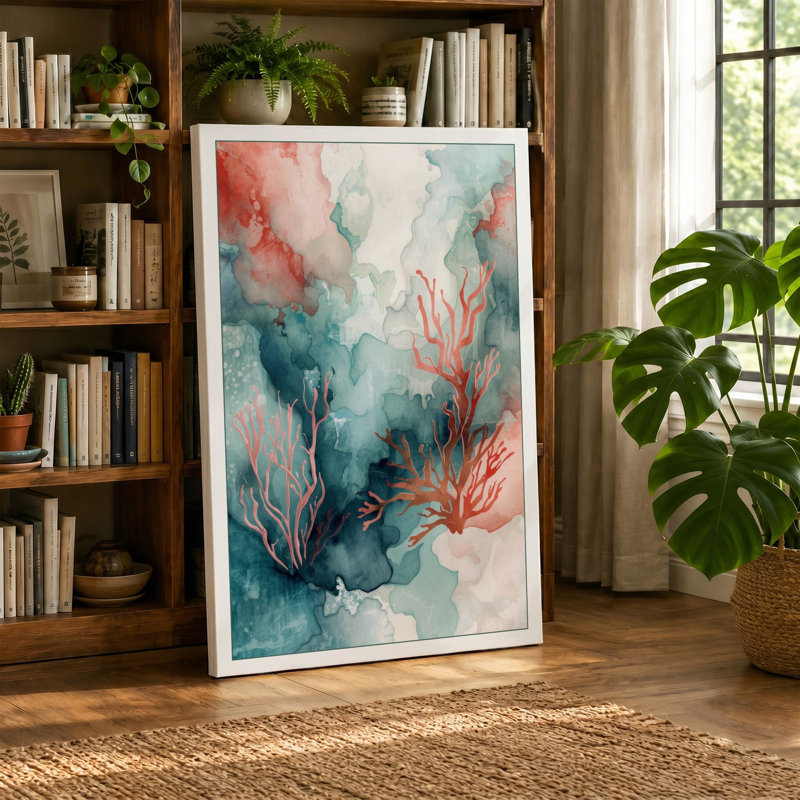 Coral Depths Coastal - Wrapped Canvas, 36x24 - 91.4 x 61.0 cm, White Border