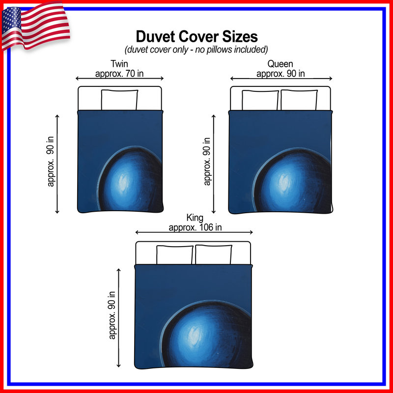 Housses de couette sphériques bleues sur toile, Lit simple