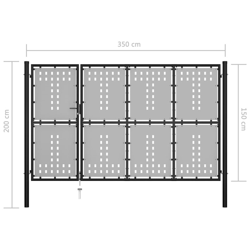 Medzarents Black Metal Gate, 200cm H x 350cm W