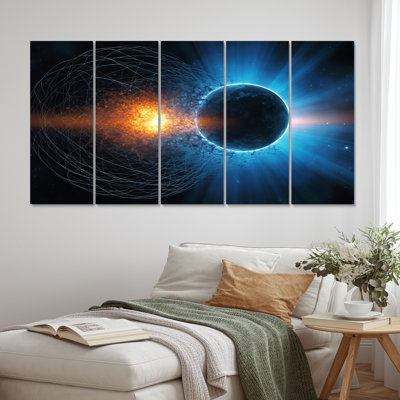 «Blue Solar System Magnetic Galaxy II», reproduction d'art murale - 5 panneaux égaux
