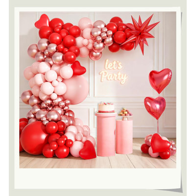 Hikma Red Pink Balloon Garland Kit, 40Inch Large Heart Foil Balloon, Easy Assemble For Bridal Baby Shower Anniversary