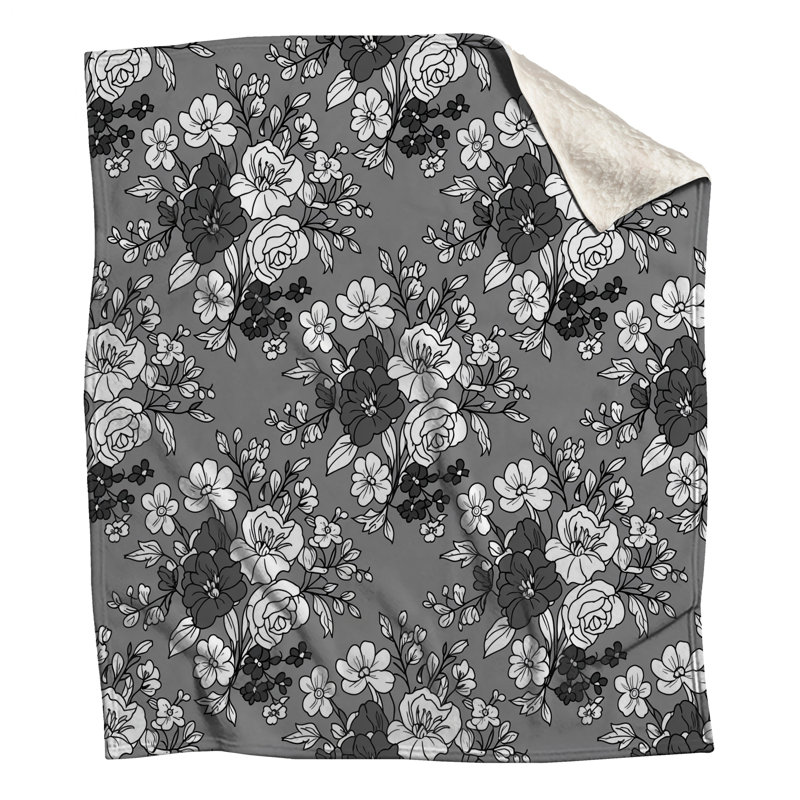 Couvertures à motif floral gris, L 60 po x H 80 po