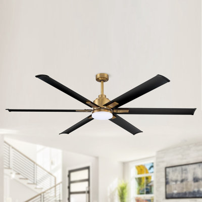 Brillion 72" 6-speed Reversible Ceiling Fan with Dimmable LED Lights and Remote Control