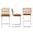 Marlow Mid-Century Modern Rattan Back Tufted Leather Upholstered 25.6" Counter Stool with Chrome Steel Sled Frame-1887625418-1887625415