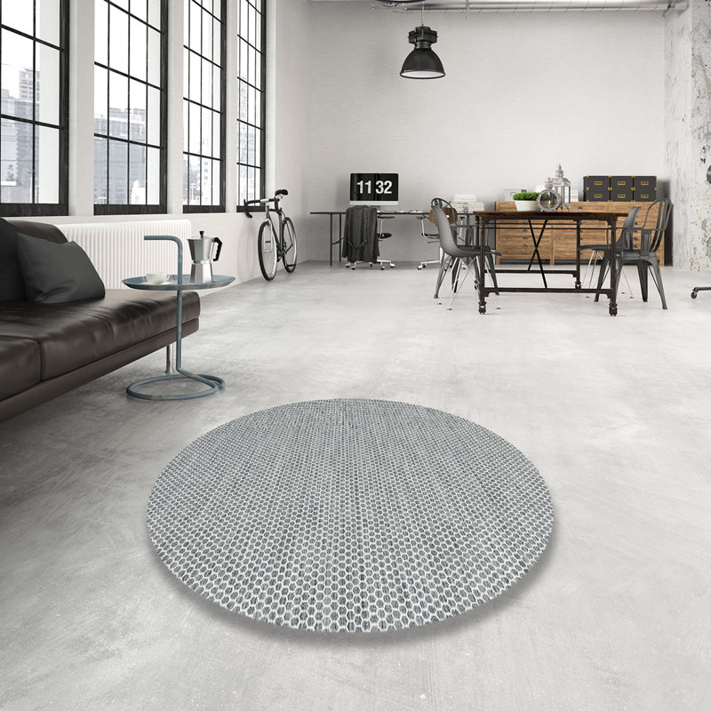 Tapis gris zone contemporaine Husted, Rond 4 pi