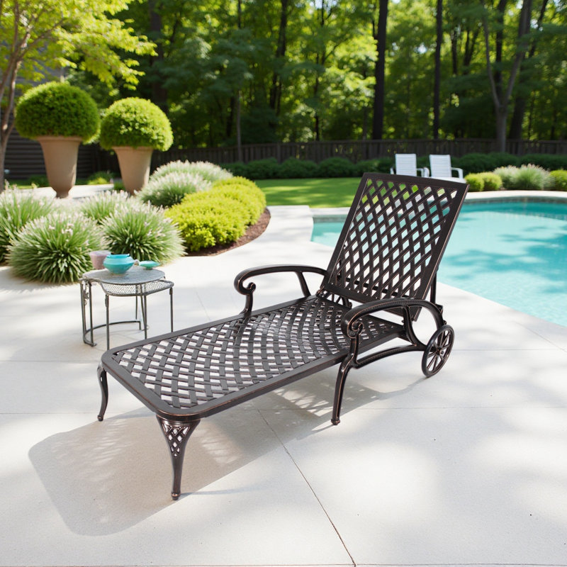 Chaise longue en fonte d'aluminium 1 pièce, design moderne, Brun