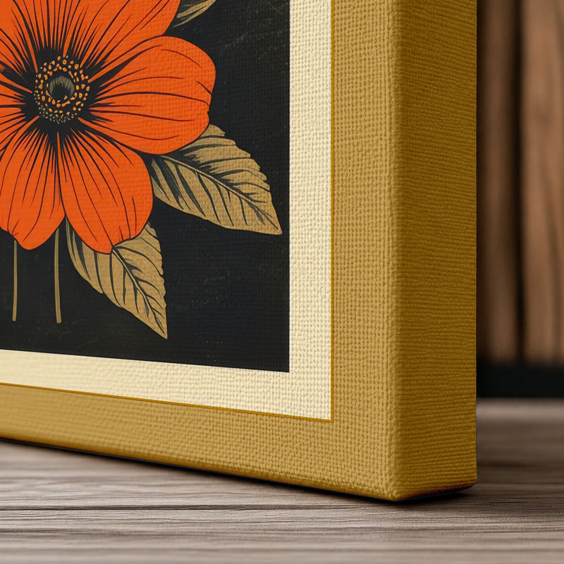 Blooms Botanical - Wrapped Canvas, 30x20 - 76.2 x 50.8 cm, Ochre Border