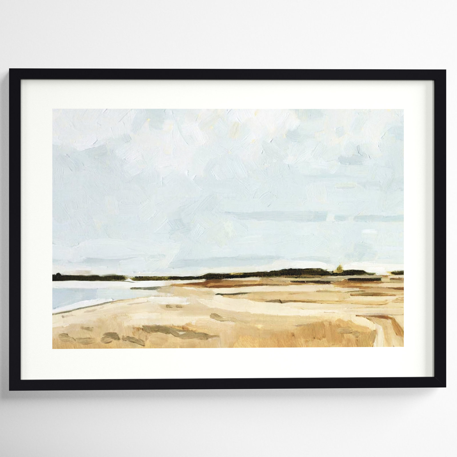 Quiet Coast I by Emma Caroline, 31" H x 43" W, Black Framed Paper