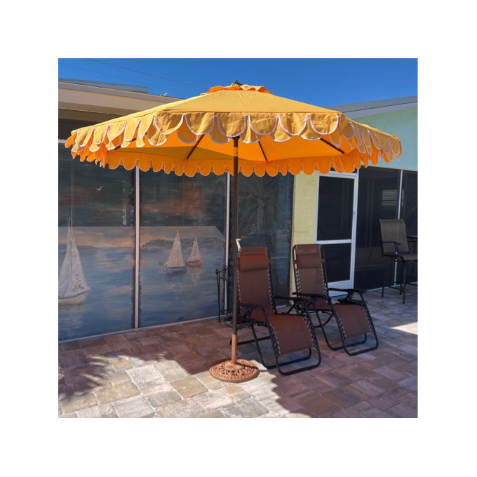 Iago Outdoor Umbrella - Yellow/White