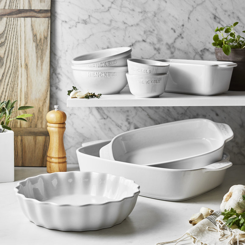 Henckels White Ceramic 8-Piece Bakeware and Serving Set
