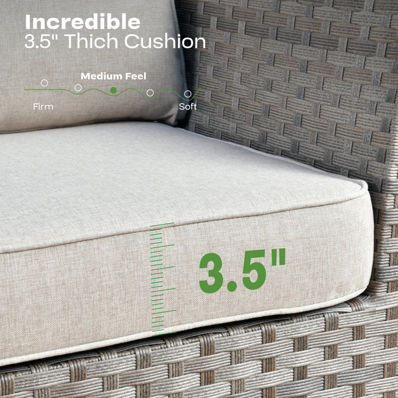 Belby Premium All-Weather Wicker 8 - Person Modular Patio Conversation Set with Cushions, Ivory