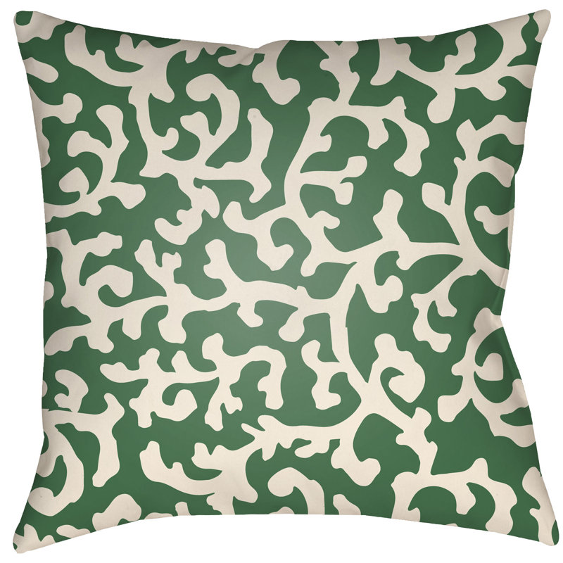 Litchfield Lumberton Indoor/Outdoor Throw Pillow, 26" H x 26" W, Kelly Green/Ivory