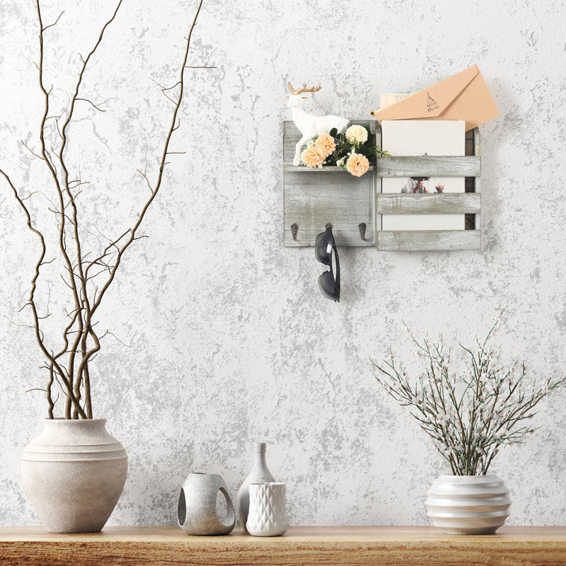 Hershell Floating Shelf with Hooks, Olive Green