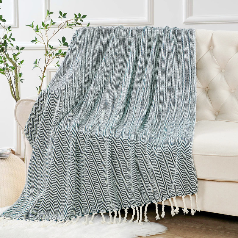 Knitted Throw Blanket, Teal