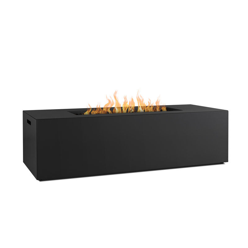 Coden Rectangle Metal Propane Fire Pit Table with Hidden Tank by Jensen Co., Charcoal Gray, 20'' H x 72'' W x 28'' D