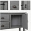 Console en bois massif avec 2 tiroirs, armoires et tablette inférieure-1055012640