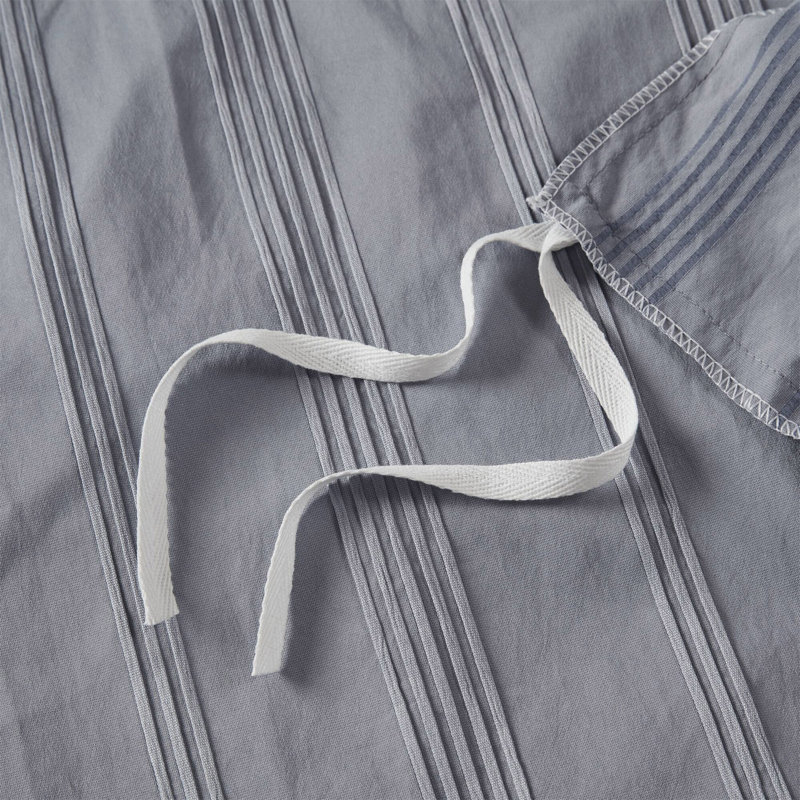 Ensemble de housse de couette 2 pièces, Housse de couette simple + 1 taie décorative stan, Gris