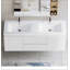 Meuble-lavabo flottant 60 po avec lavabo, meuble-lavabo mural moderne 60 po avec lavabo double en résine et deux tiroirs à fermeture en douceur, blanc brillant 24V11-60DGW