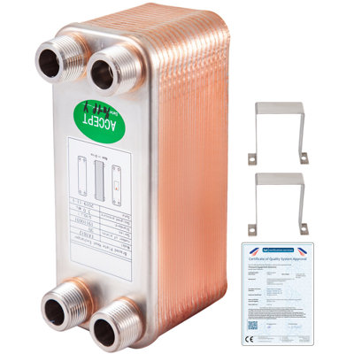 Heat Exchanger 3/"X7.5/" 30 Plates Brazed Plate Heat Exchanger 316L 3/4/" MPT Heat Exchanger B12-30 Beer Wort Chiller For Hydronic Heating