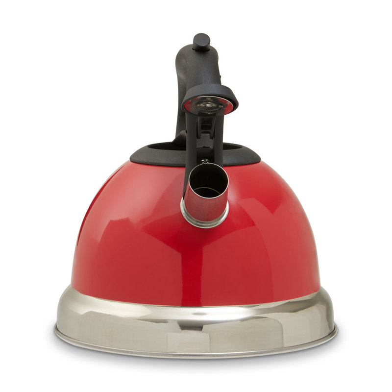 Belfry Kitchen Peniste 3L Stainless Steel Whistling Stovetop Kettle, Red